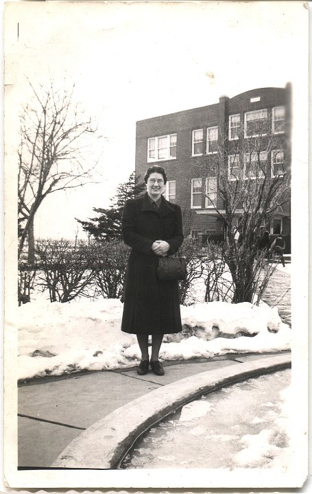 0596.jpg - Bertha Krabill, Hesston, KS  1942c  Picture taken on Hesston College Campus between Green Gables and the Admin Building.