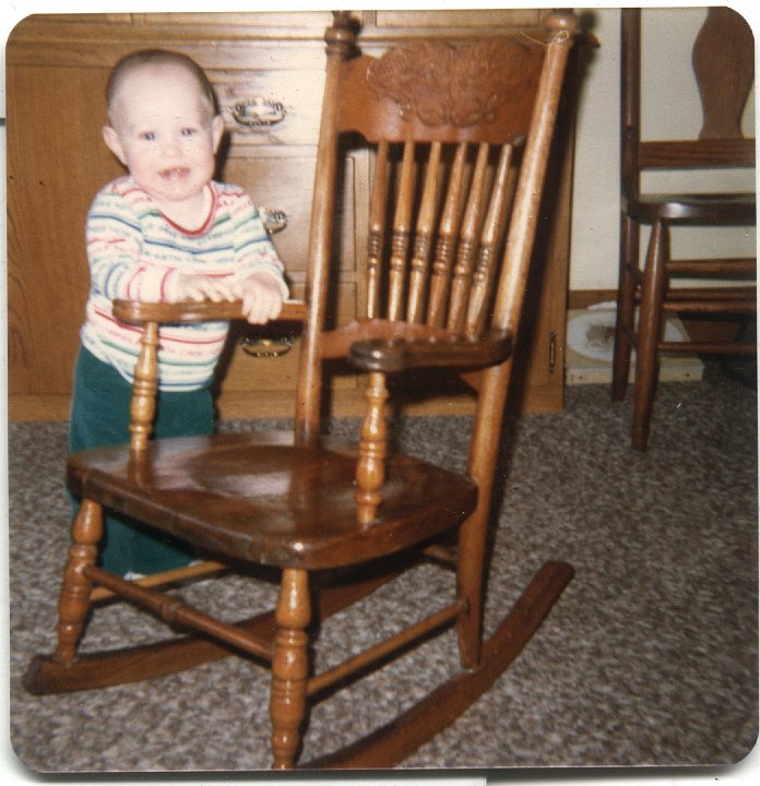 0730.jpg - Ray Roth's childhood rocking chair.  Nik Roth  1981c