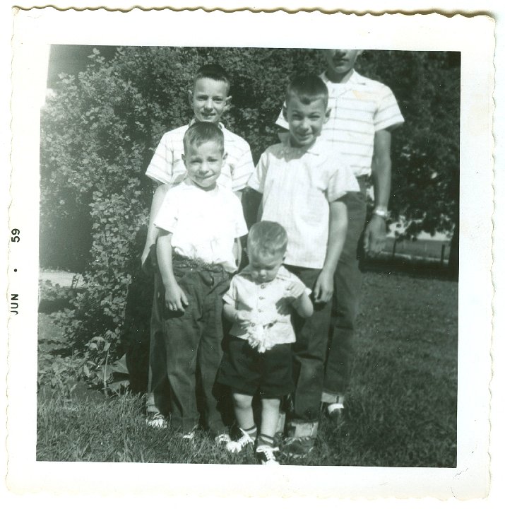 1021.jpg - Back:  Larry & Fred Roth, front; Reynolds, Lamar, Lynn Roth.  1959