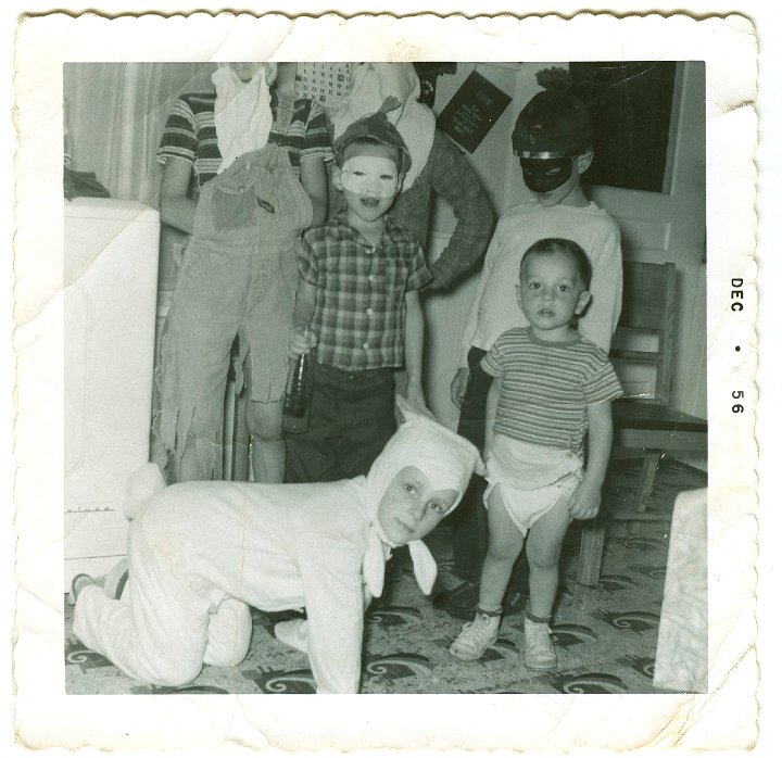 1084.jpg - Halloweeners.  Reynolds in front diapers.  Gerald Beckler, rabbit.  1956