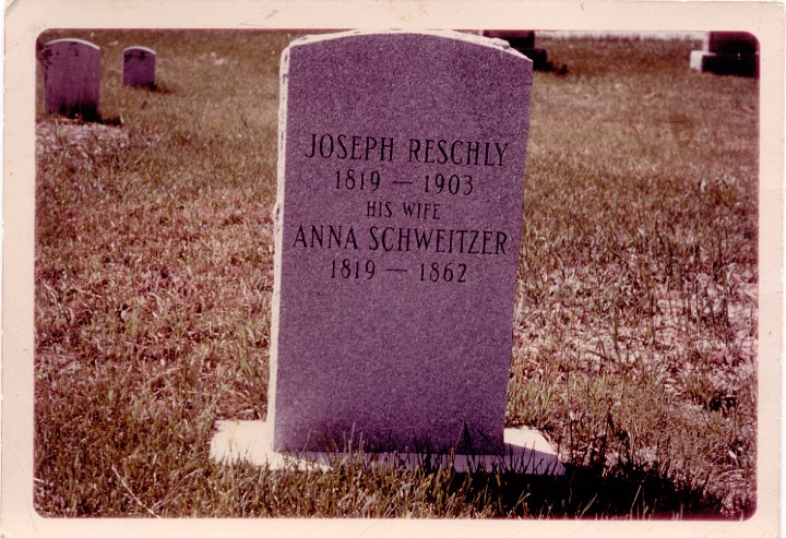 1491.jpg - Gravestone of Joseph & Anna Reschly  1975c