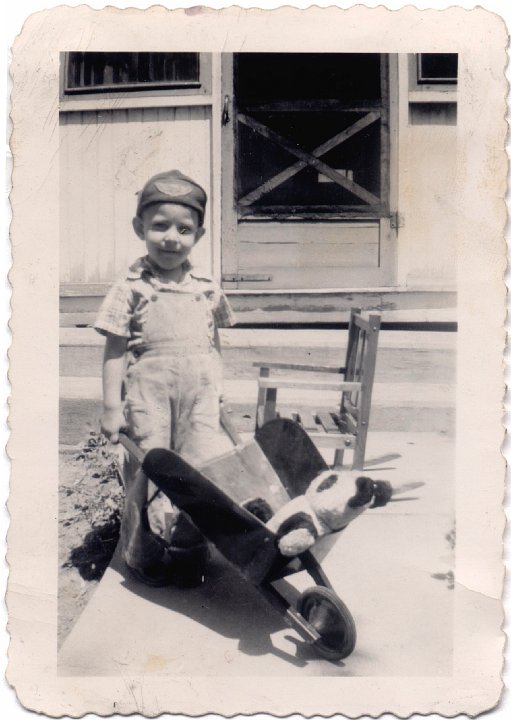 1656.jpg - Fred Roth with wheelbarrow.  1949c  Brown Album