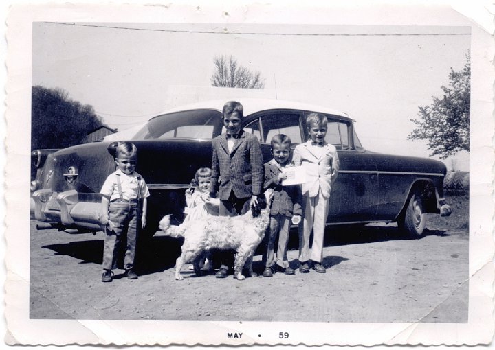 1665.jpg - Children of Percy & Lillian Gerig.  1959  ???, girl, Rodney, ???, Don Gerig.  Albany, OR