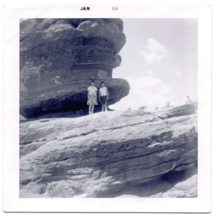 1691.jpg - unknown women at Balance Rock, Colorado Springs, Colorado.  1964