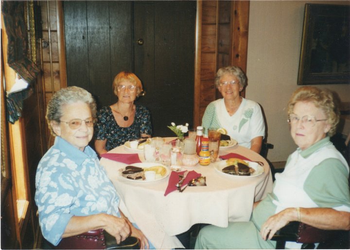 1991.jpg - May Birthdays.  Edna Roth, Carol Mickey, Elenora Woline, Audrey Peterson.