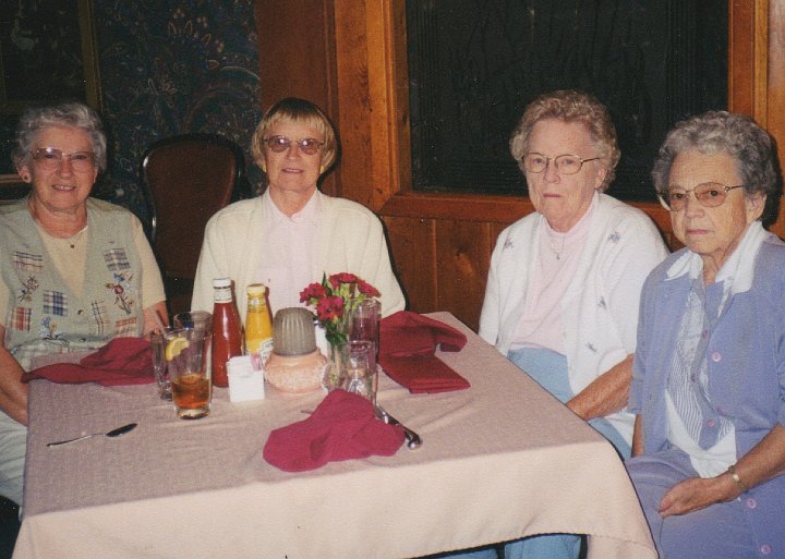 1992.jpg - May Birthdays. Elenora Woline, Carol Mickey, Audrey Peterson, Edna Roth