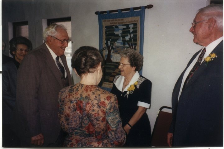 0727.jpg - Ray & Edna Roth 50th Anniversary.  Orie, Wilma, Edna, Ray Roth.  1993