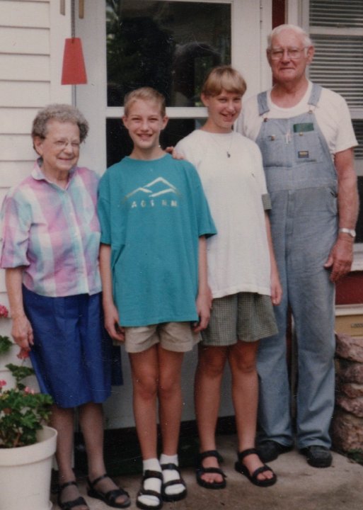 1950.jpg - Edna, Alex, Meryl & Ray Roth in Olds, IA