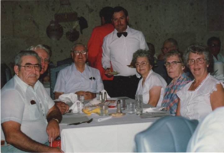 2012.jpg - Allen Gerig, Ray Roth, ???, Edna Roth, ???, Mary Kay Gerig.  and waiter.