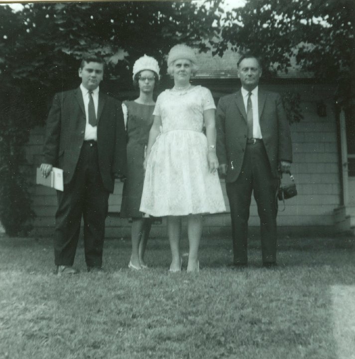 1226.jpg - Raymond, Brenda, Estella, Harry Nafziger.  1965c  from Milverton, Ont, CA