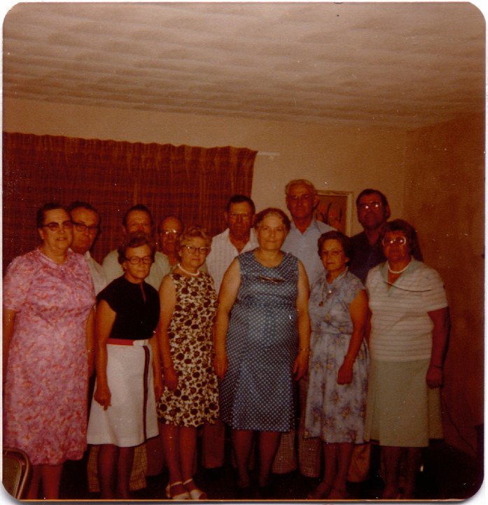 1501.jpg - Children & Spouses of William & Katie S. Reschly 1965cLeft:  Ruth & Vernon Kauffman, Irene & Ralph Reschly, Lollabelle & Harold Reschly, Hazel & Floyd Reschly, Edna & Ray Roth, Irene & Elgin Pankoke.