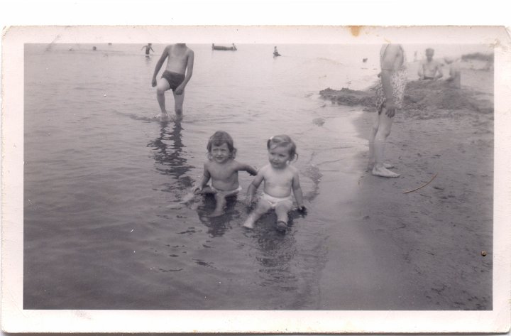 1515.jpg - Joanne Reschly & Alice Kauffman in Lake Huron  1947