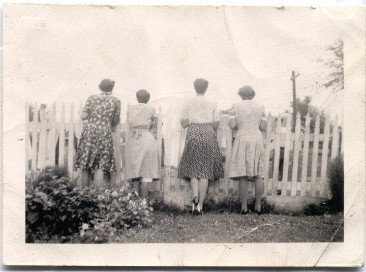 1603.jpg - Aldine Eichelberger, Edna Reschly, Alice Eichelberger, Irene Reschly.  1937c  Brown Album