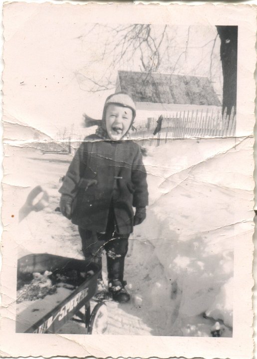 0219.jpg - Fred Roth with a wagon in the snow at the home place.