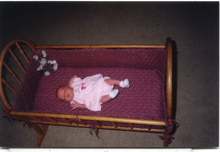 0735.jpg - Ray Roth's baby bed with Tori Rose Miller.  1997c