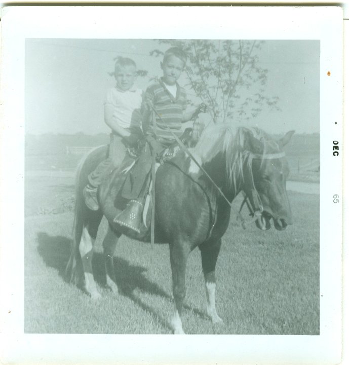 0957.jpg - Wayne Woline & Lamar Roth on pony.  1965