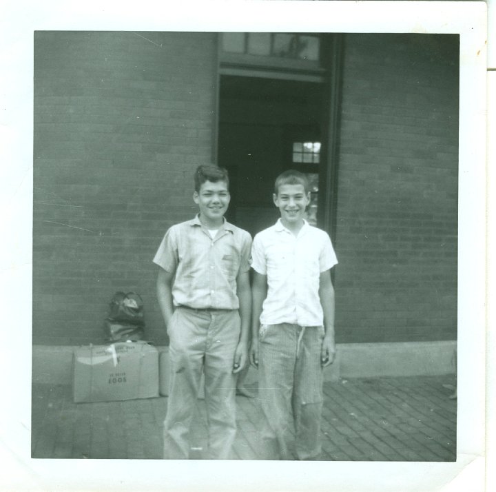 1037.jpg - Frank Trevino, Jr & Lynn Roth at Mt. Pleasant train station.  1963