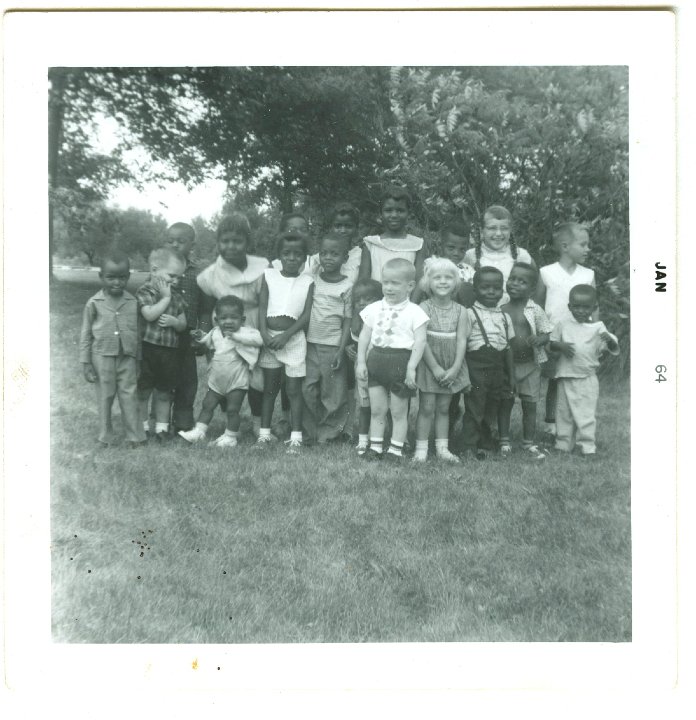 1185.jpg - Unknown group.  Front near center, Julie Ogie.  Back right, Mary Ann Sweigart & Lamar Roth.  1964