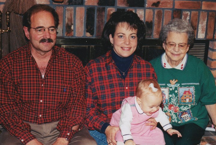 1935.jpg - Larry Roth, Julie & Taylor Miller, Edna Roth.