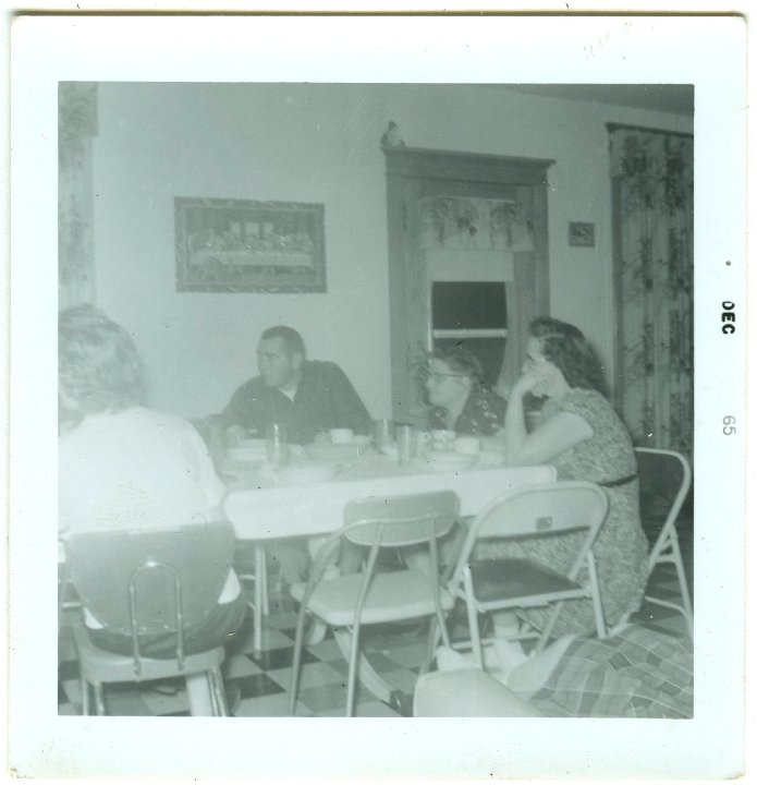 1269.jpg - Max Swartzendruber, Mayme Roth, Dorothy Boese at a gathering at Earl Swartzendruber's house, the old Roth homeplace.  1965