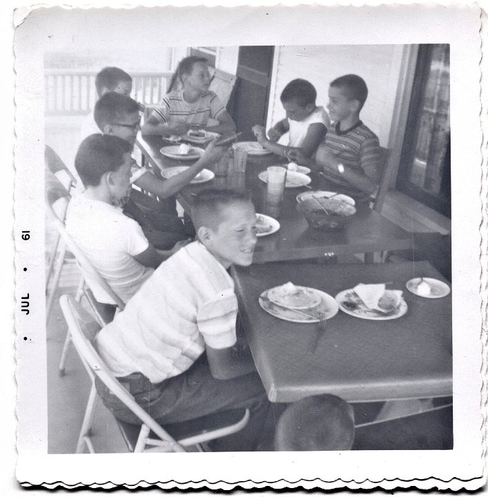 1697.jpg - Larry Roth's Sunday School Class.  1961  Ron Uternahrer, ???, Ledru Freyemberger, ???, Larry Roth, Roy Beachy, Ron Boshart.